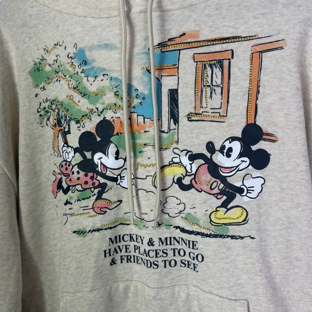 Disney Mickey Minnie Places To Go Graphic Hoodie Large - Picture 2 of 7
